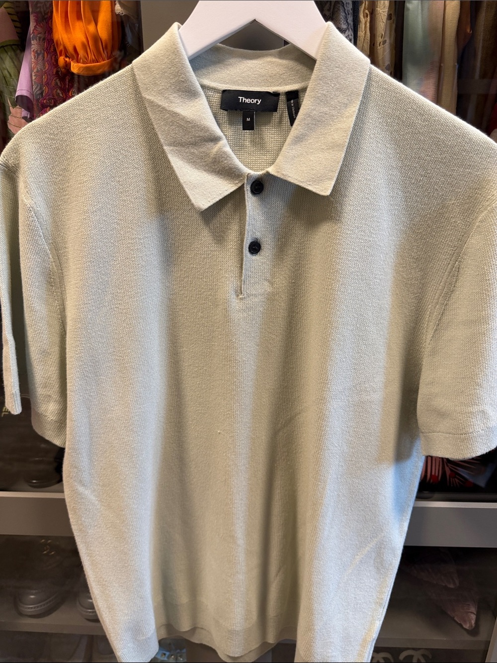 Theory Men's Sage Green Short-Sleeve Polo